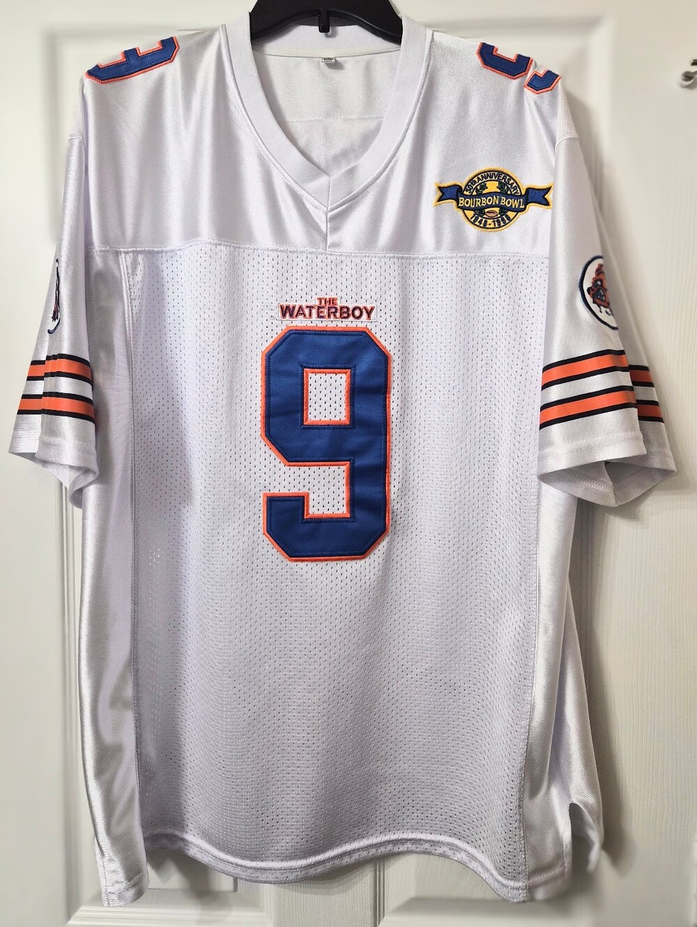 Men's Authentic "The Waterboy - Bobby Boucher" Jersey w/Bourbon Bowl Patch Sz. L